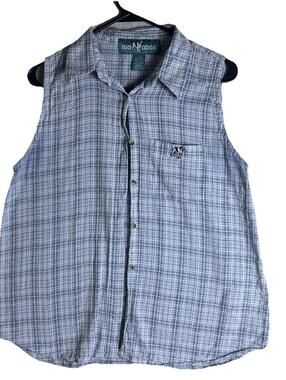 90’s vintage Big Dogs Plaid Shirt Vest Plaid Dog Logo Grunge Preppy Sz L